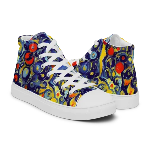 Dynamic Doodles on a Men's High Top Canvas Shoes