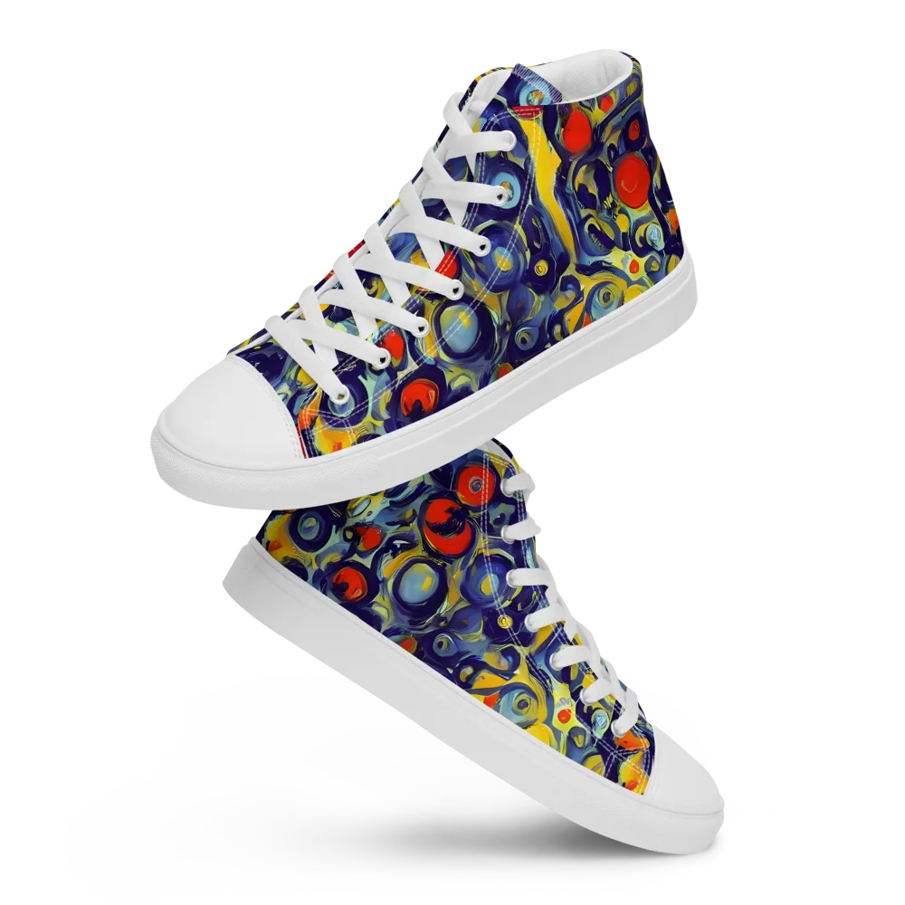 Dynamic Doodles on Men's High Top Canvas Shoes — Front