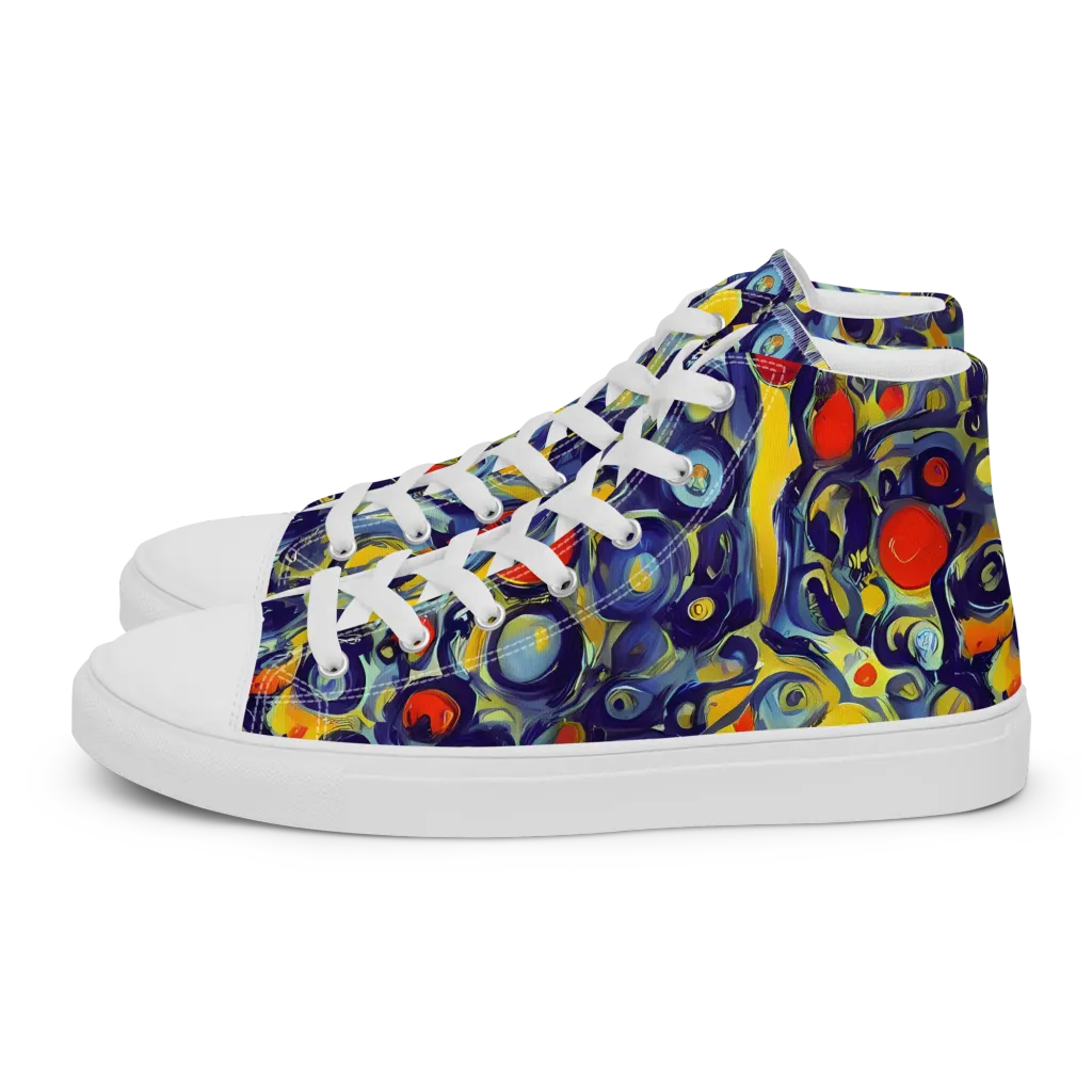 Dynamic Doodles on Women's High Top Canvas Shoes — Left