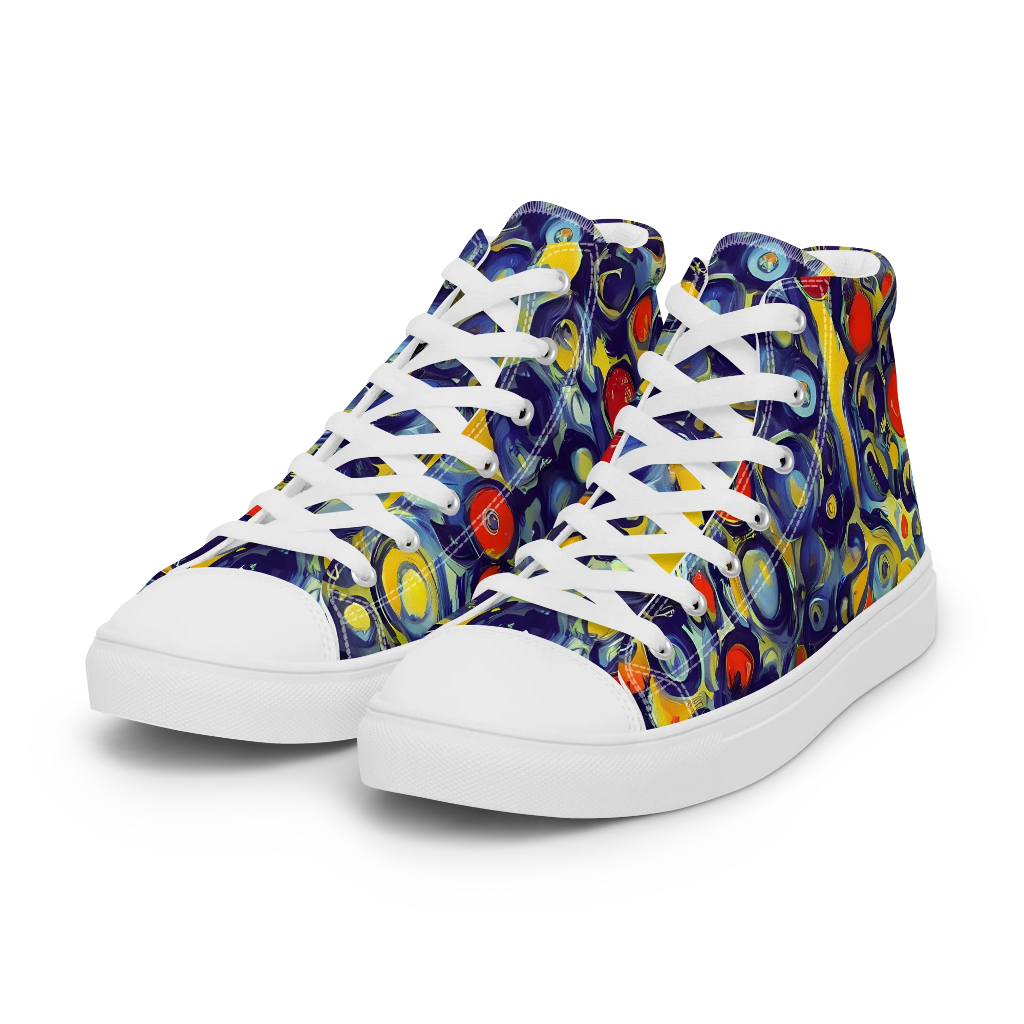 Dynamic Doodles on Women's High Top Canvas Shoes — Left Front