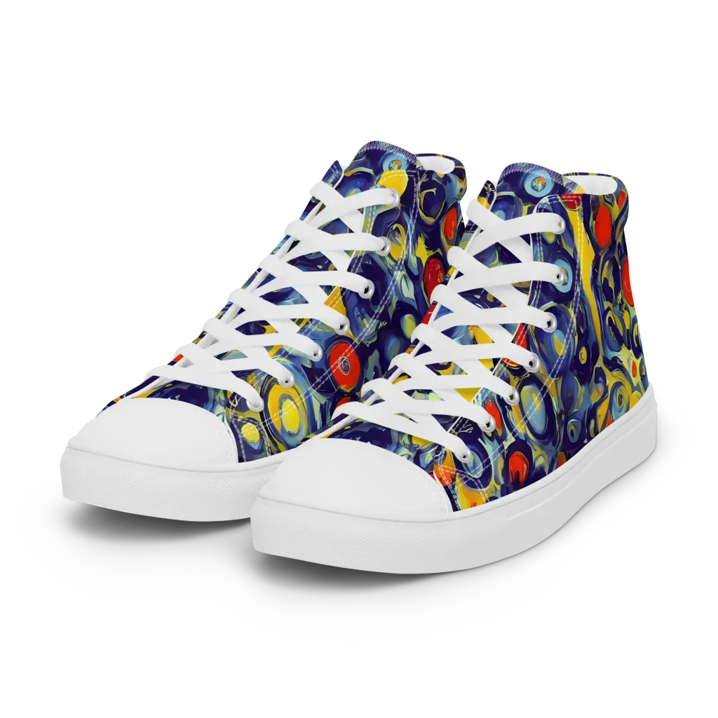 Dynamic Doodles on Women's High Top Canvas Shoes — Left Front
