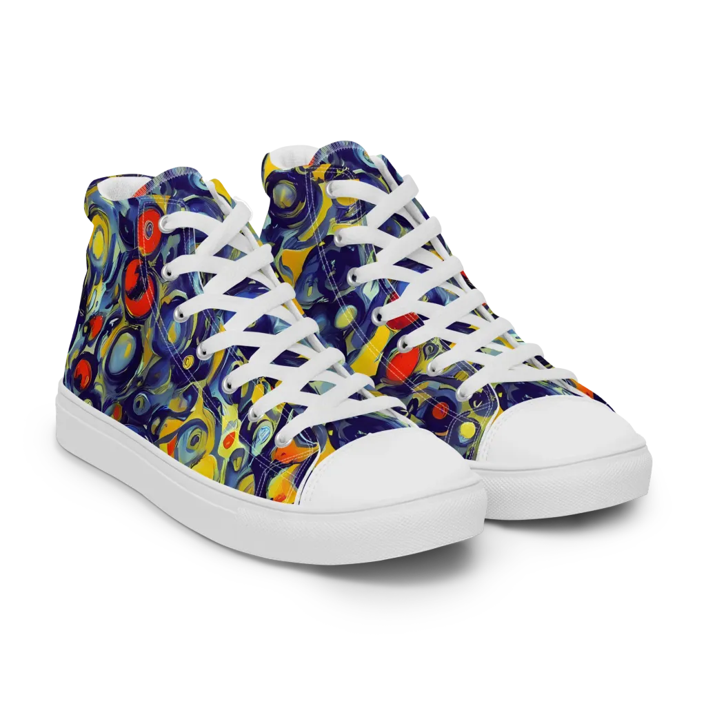 Dynamic Doodles on Women's High Top Canvas Shoes — Right Front