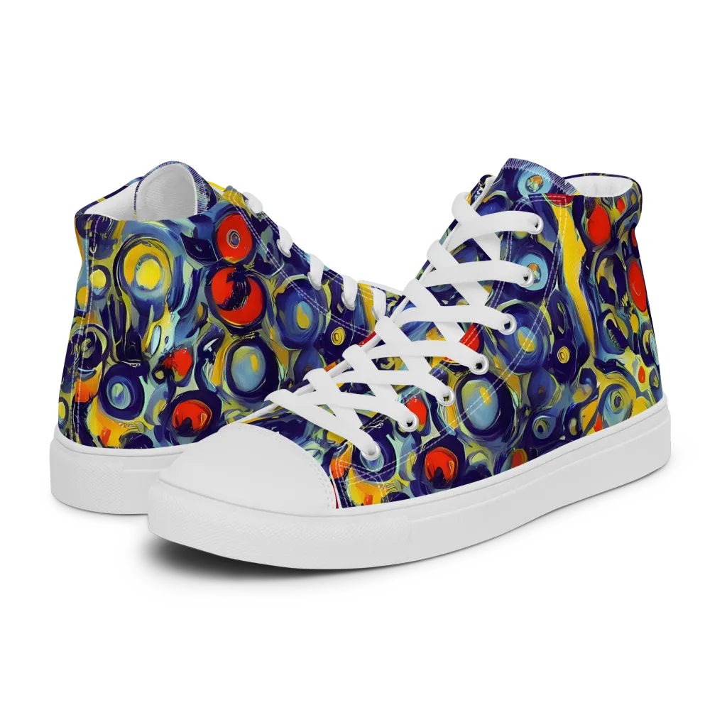Dynamic Doodles on Women's High Top Canvas Shoes — Left