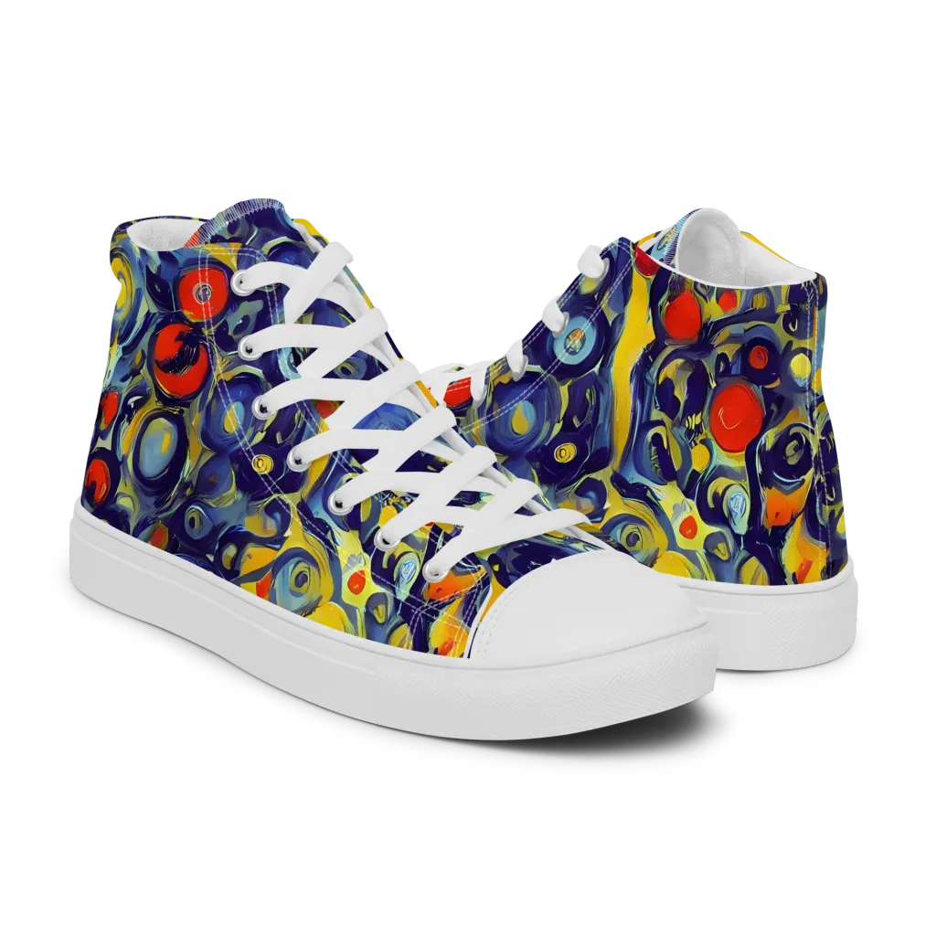 Dynamic Doodles on Women's High Top Canvas Shoes — Right