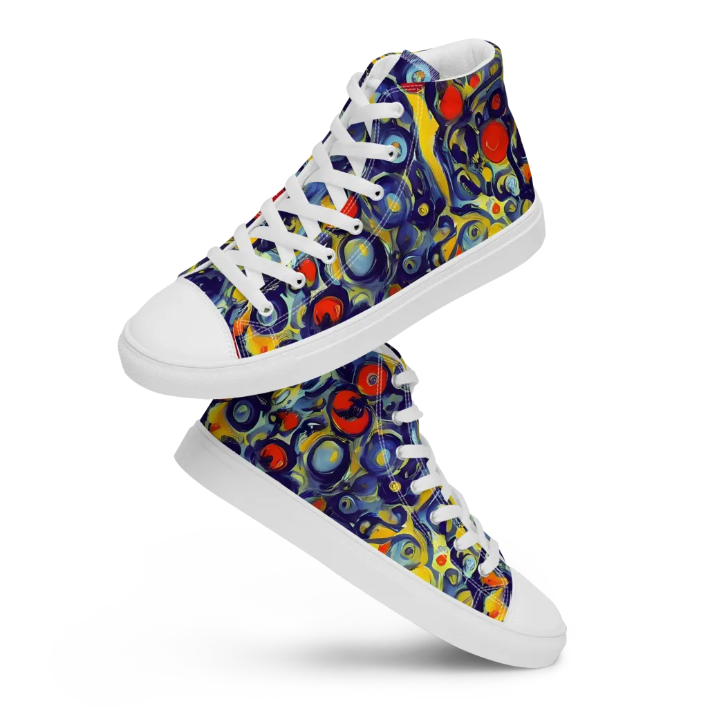 Dynamic Doodles on Women's High Top Canvas Shoes — Front