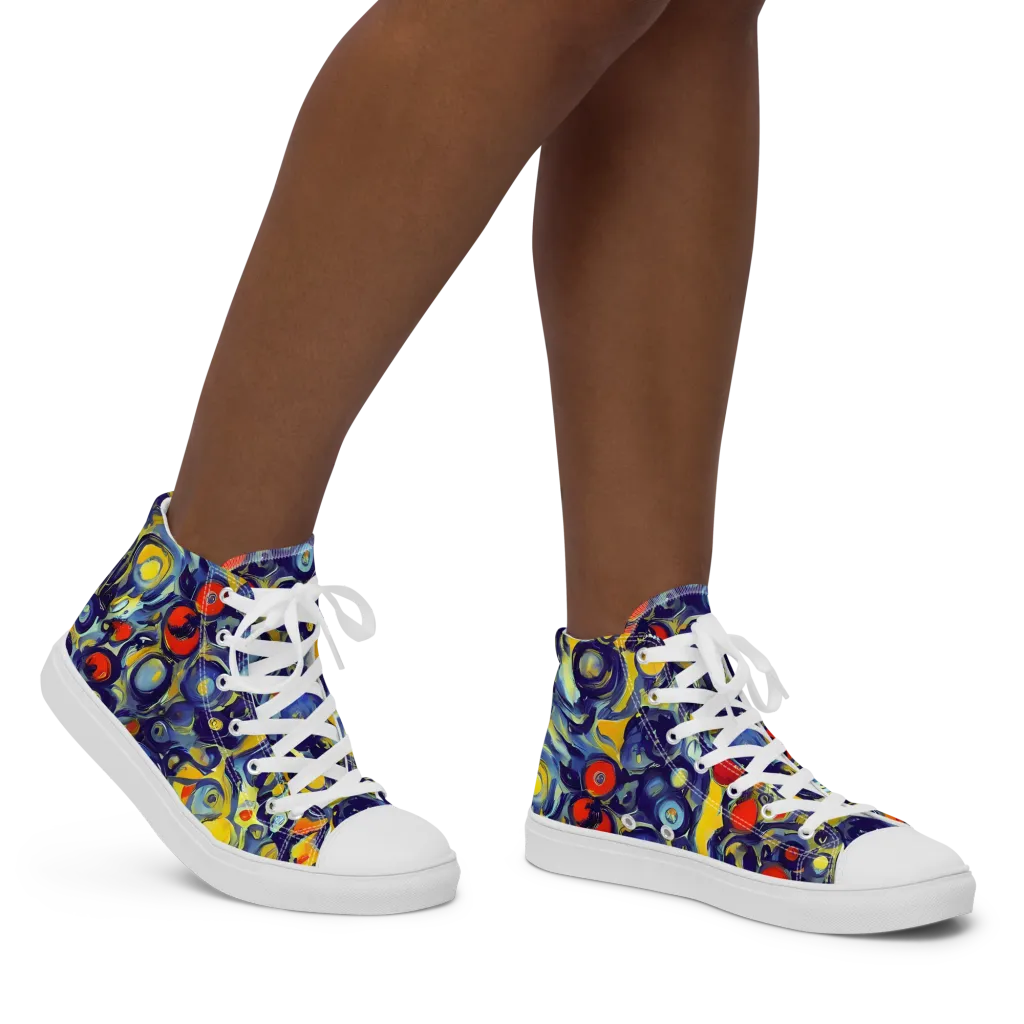 Dynamic Doodles on Women's High Top Canvas Shoes — Right