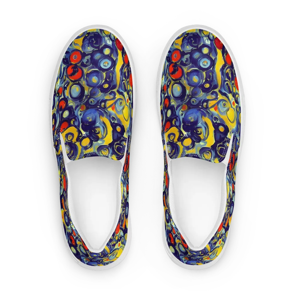 Dynamic Doodles on Men's Slip-On Canvas Shoes — Front