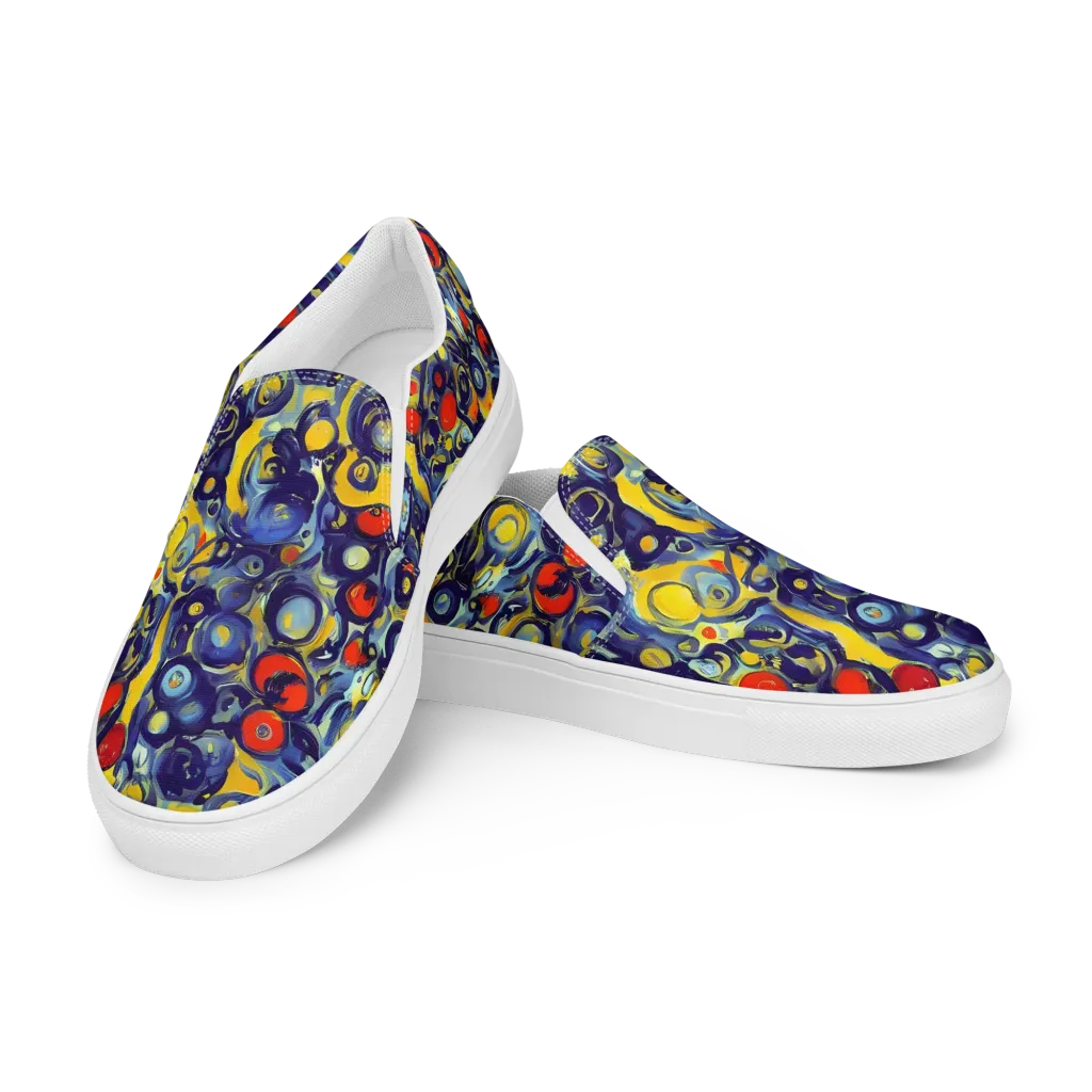 Dynamic Doodles on Men's Slip-On Canvas Shoes — Left Front