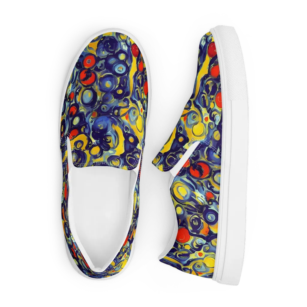 Dynamic Doodles on Men's Slip-On Canvas Shoes — Front