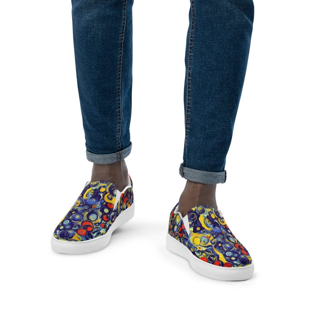 Dynamic Doodles on Men's Slip-On Canvas Shoes — Front