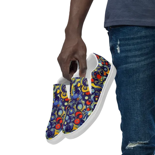 Dynamic Doodles on a Men's Slip-On Canvas Shoes