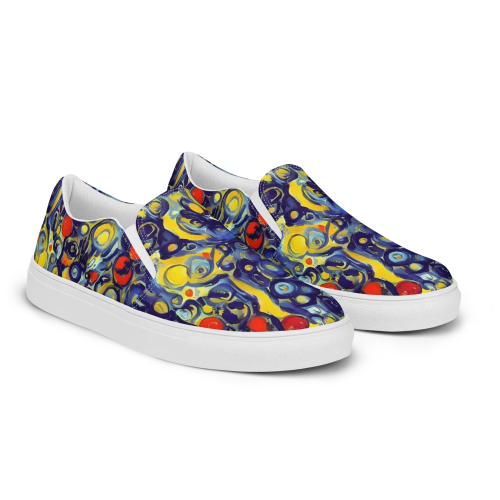 Dynamic Doodles on Women's Slip-On Canvas Shoes — Right Front