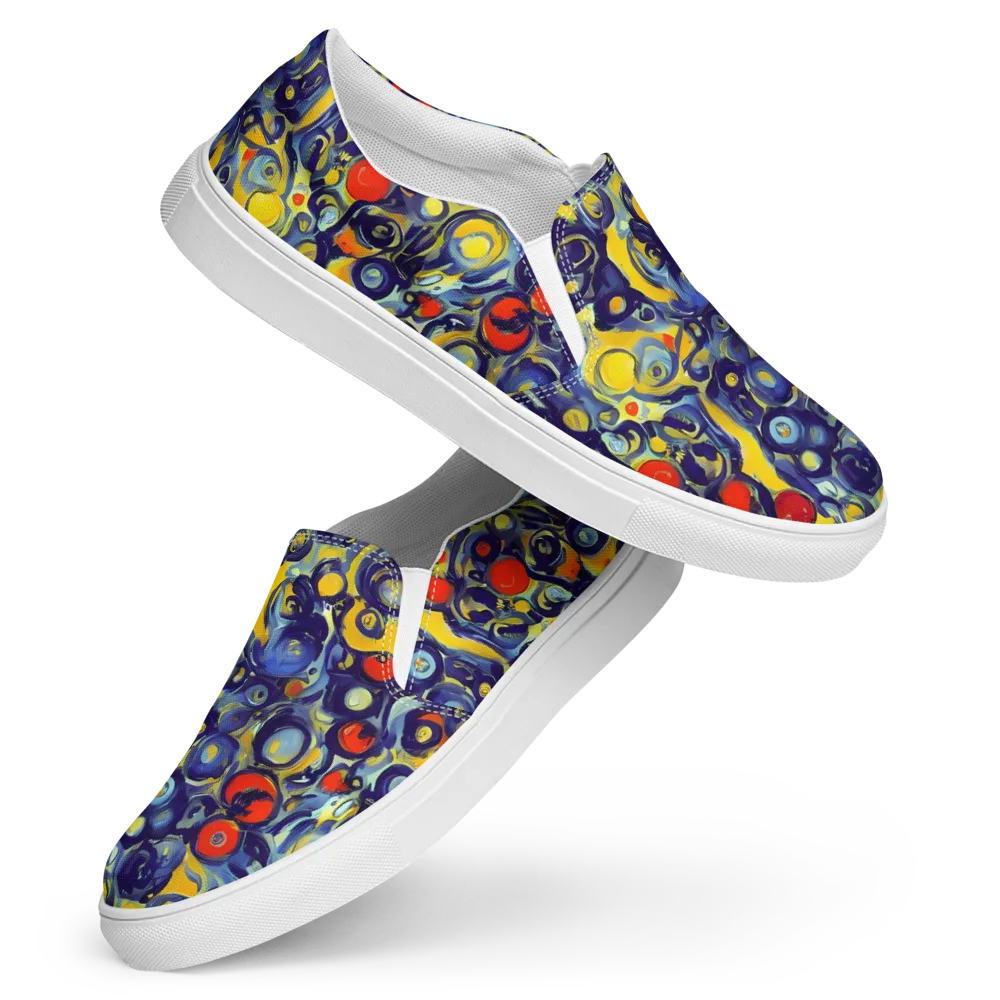 Dynamic Doodles on Women's Slip-On Canvas Shoes — Front