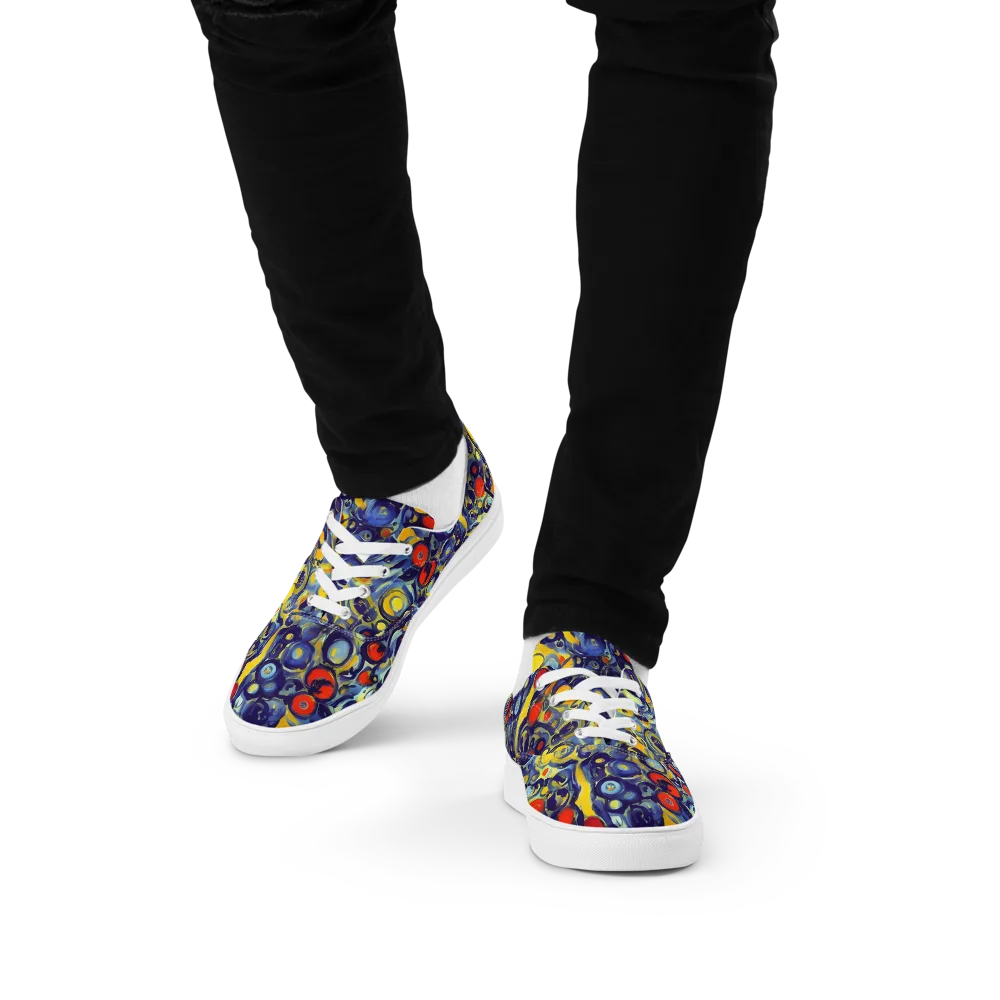 Dynamic Doodles on Men's Lace-Up Canvas Shoes — Front