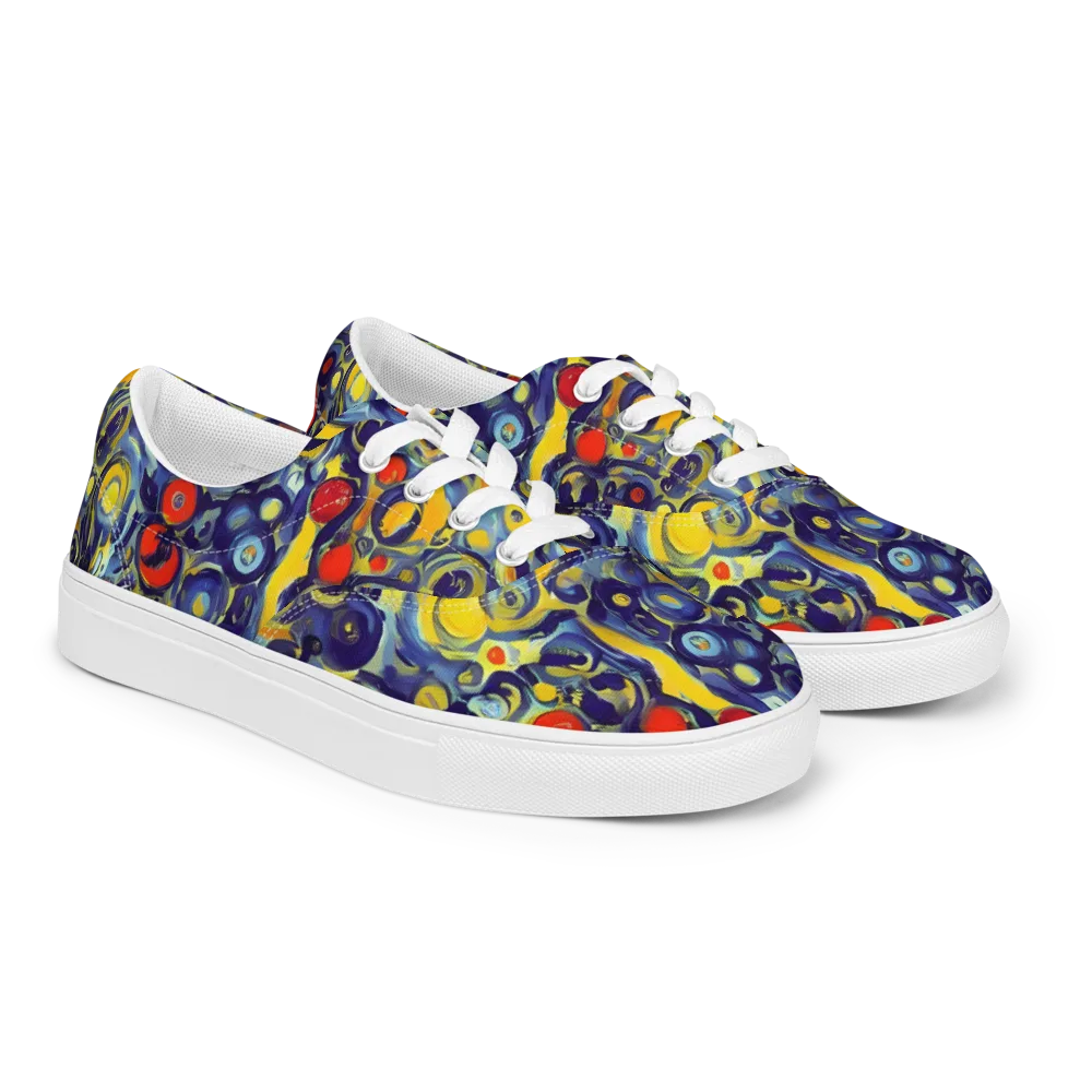 Dynamic Doodles on Men's Lace-Up Canvas Shoes — Right Front