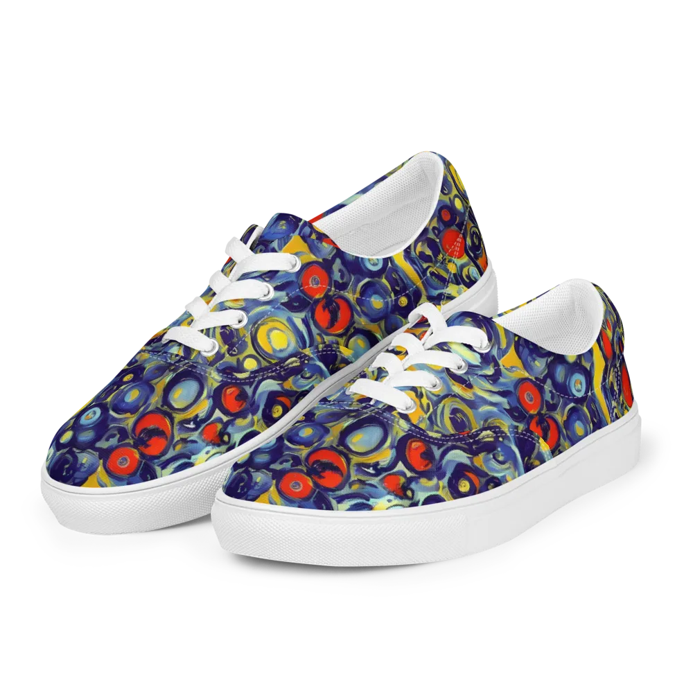 Dynamic Doodles on Men's Lace-Up Canvas Shoes — Left Front