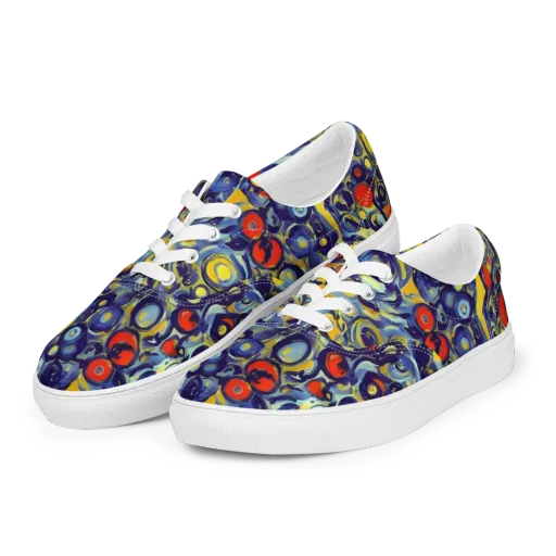 Dynamic Doodles on a Men's Lace-Up Canvas Shoes