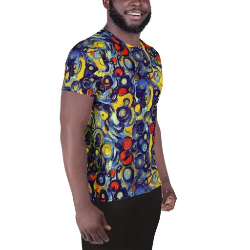 Dynamic Doodles on a Men's Athletic T-Shirt