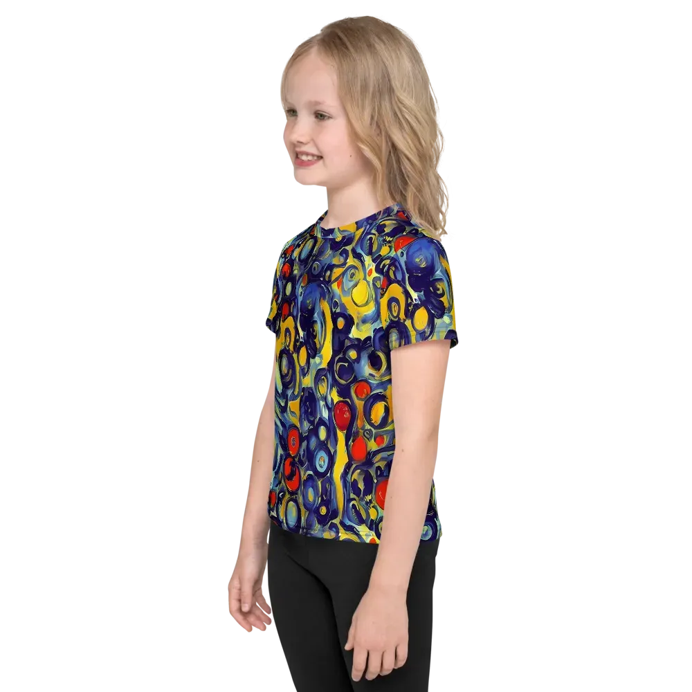 Dynamic Doodles on Kids Crew Neck T-Shirt — Left