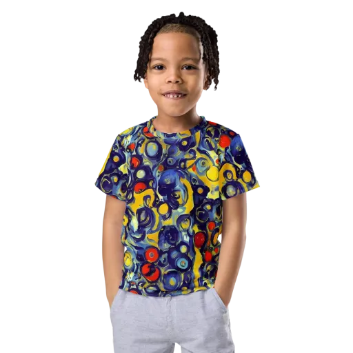 Dynamic Doodles on a Kids Crew Neck T-Shirt