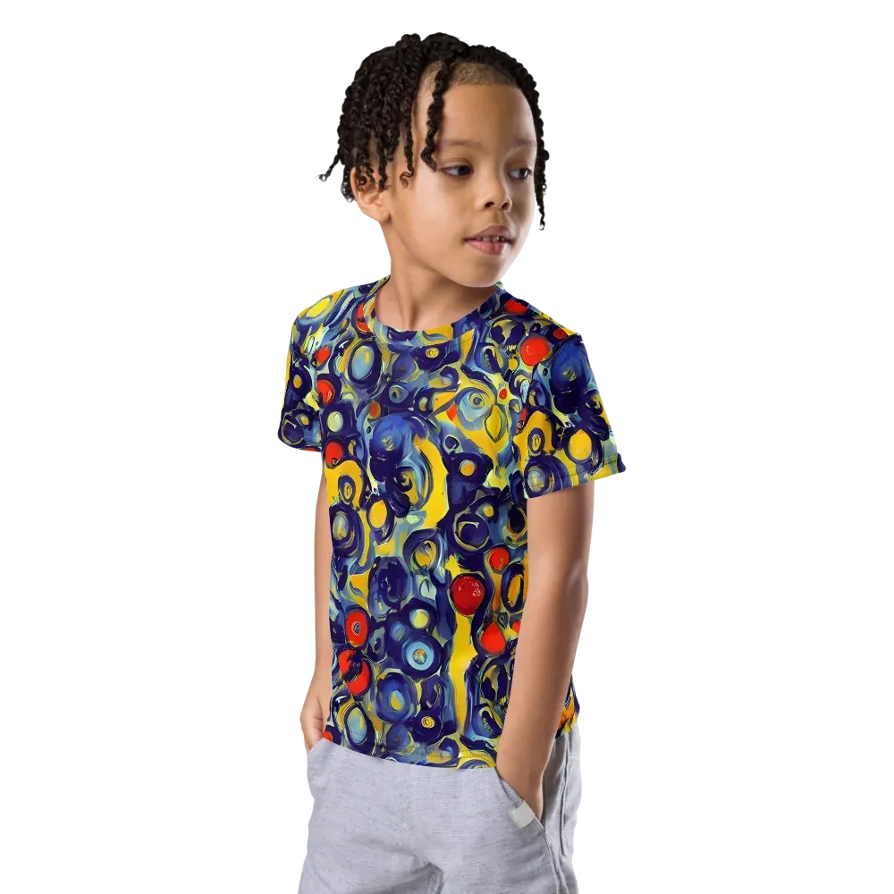 Dynamic Doodles on Kids Crew Neck T-Shirt — Left Front