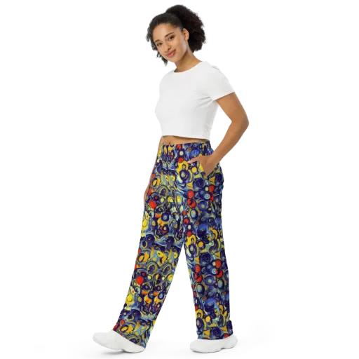 Dynamic Doodles on a Wide-Leg Pants