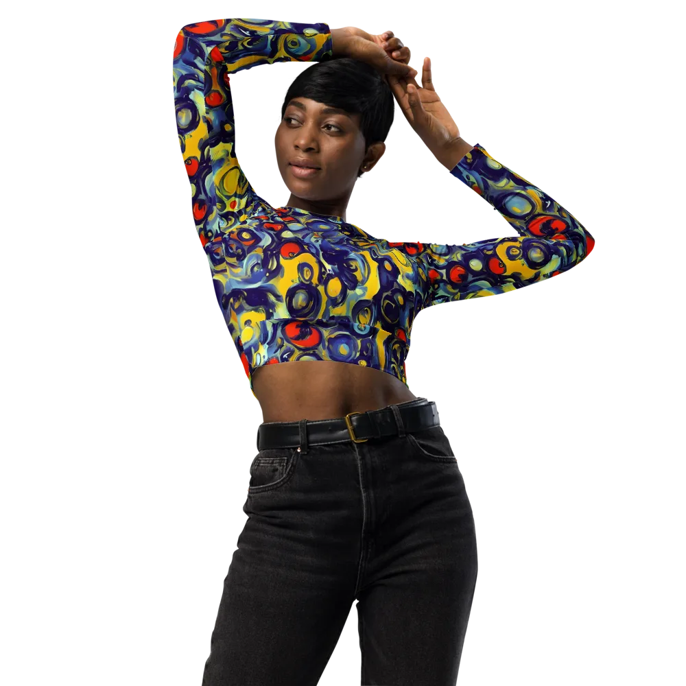 Dynamic Doodles on Long Sleeve Crop Top — Front