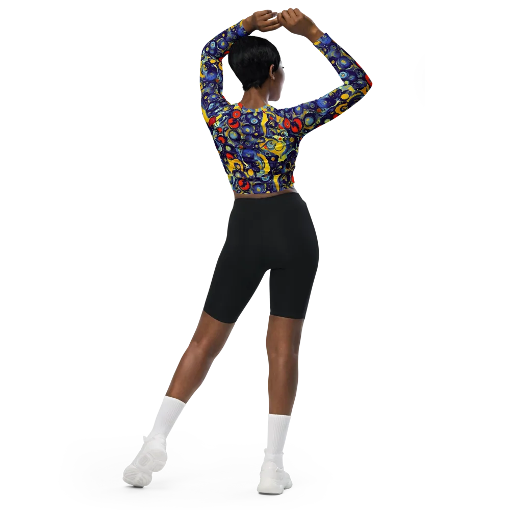 Dynamic Doodles on Long Sleeve Crop Top — Back