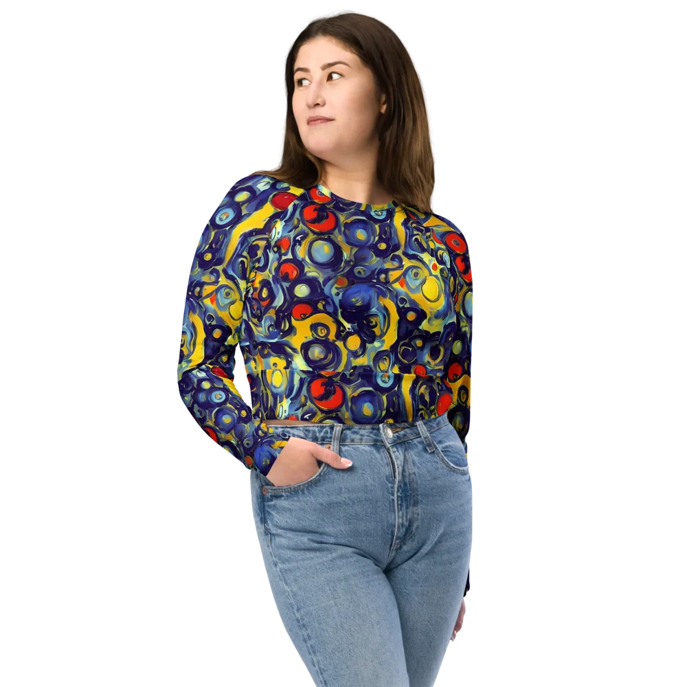 Dynamic Doodles on Long Sleeve Crop Top — Front