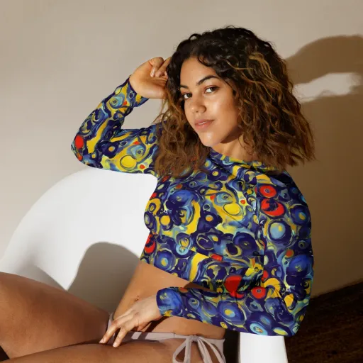 Dynamic Doodles on a Long Sleeve Crop Top