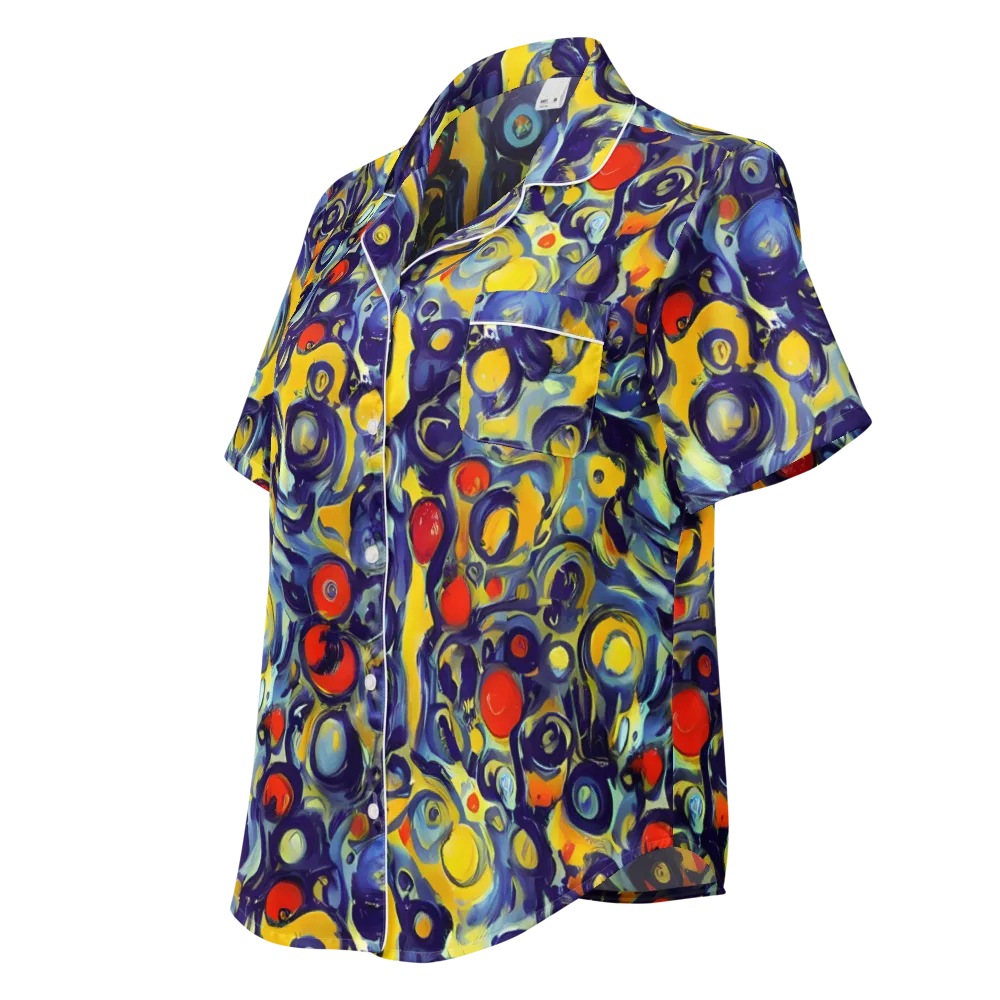 Dynamic Doodles on Women's Short Sleeve Pajama Top — Left Front