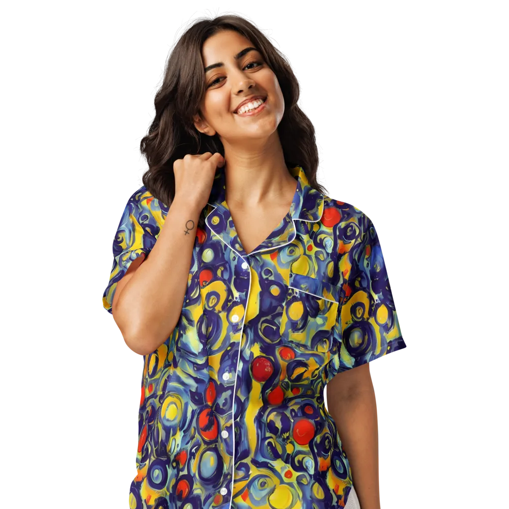 Dynamic Doodles on Women's Short Sleeve Pajama Top — Front