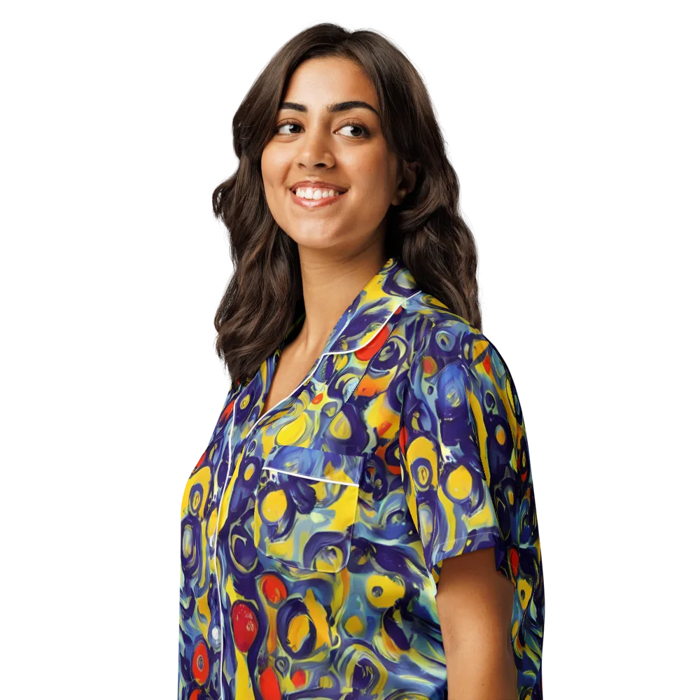 Dynamic Doodles on Women's Short Sleeve Pajama Top — Left Front