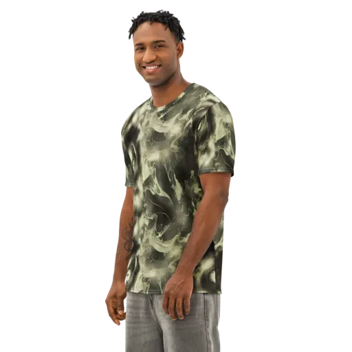 Biomech Whirl on a Men's Cotton Crew Neck T-Shirt