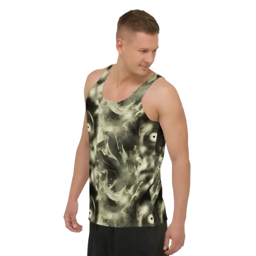 Biomech Whirl on a Men's Tank Top