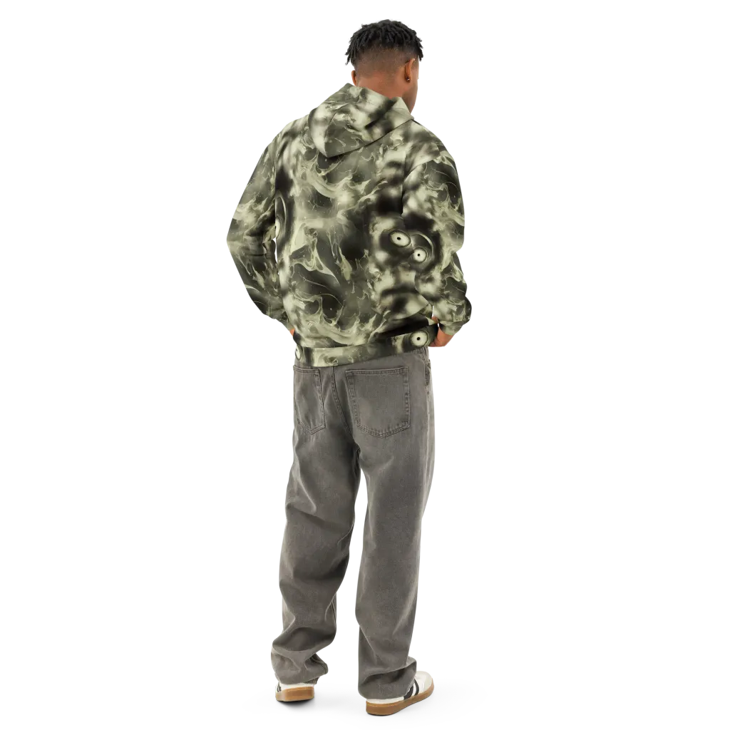 Biomech Whirl on Cotton Hoodie — Back
