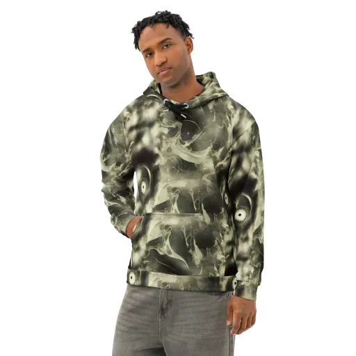 Biomech Whirl on a Cotton Hoodie