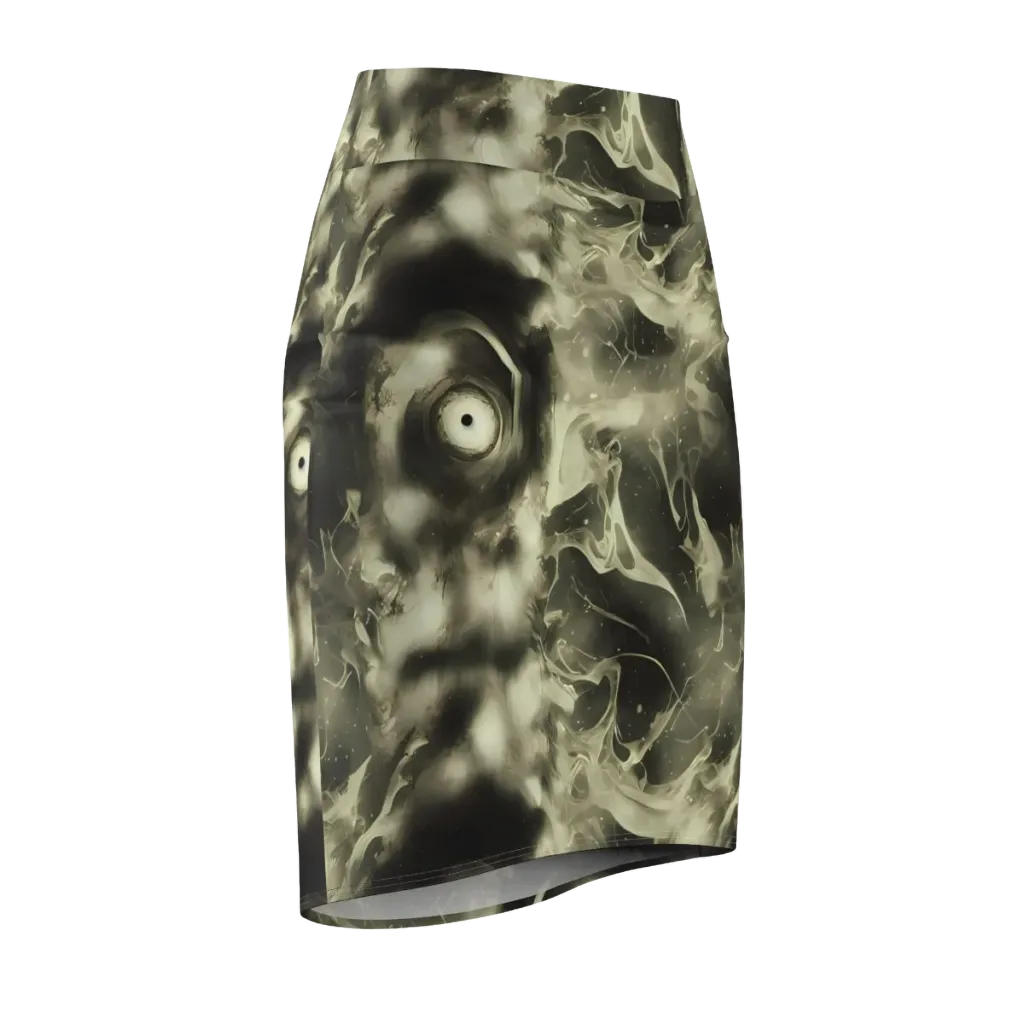 Biomech Whirl on Pencil Skirt — Front Side