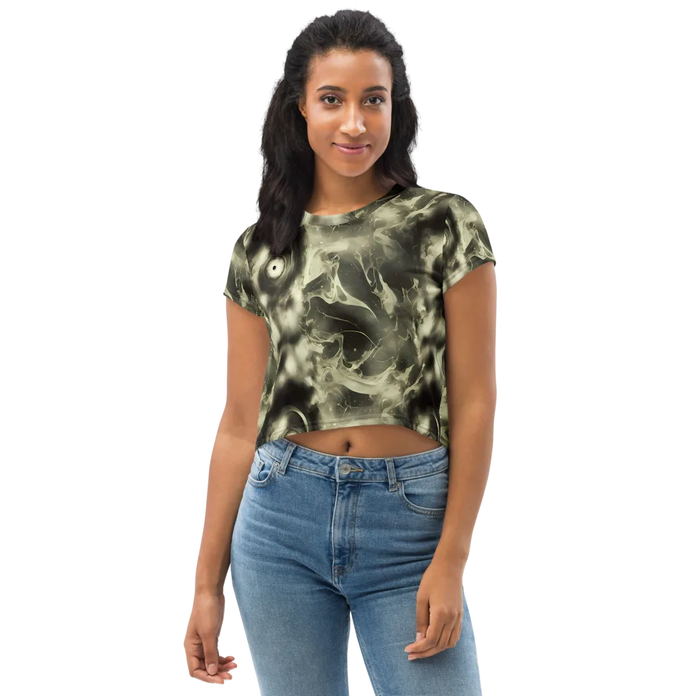 Biomech Whirl on Crop Tee — Front