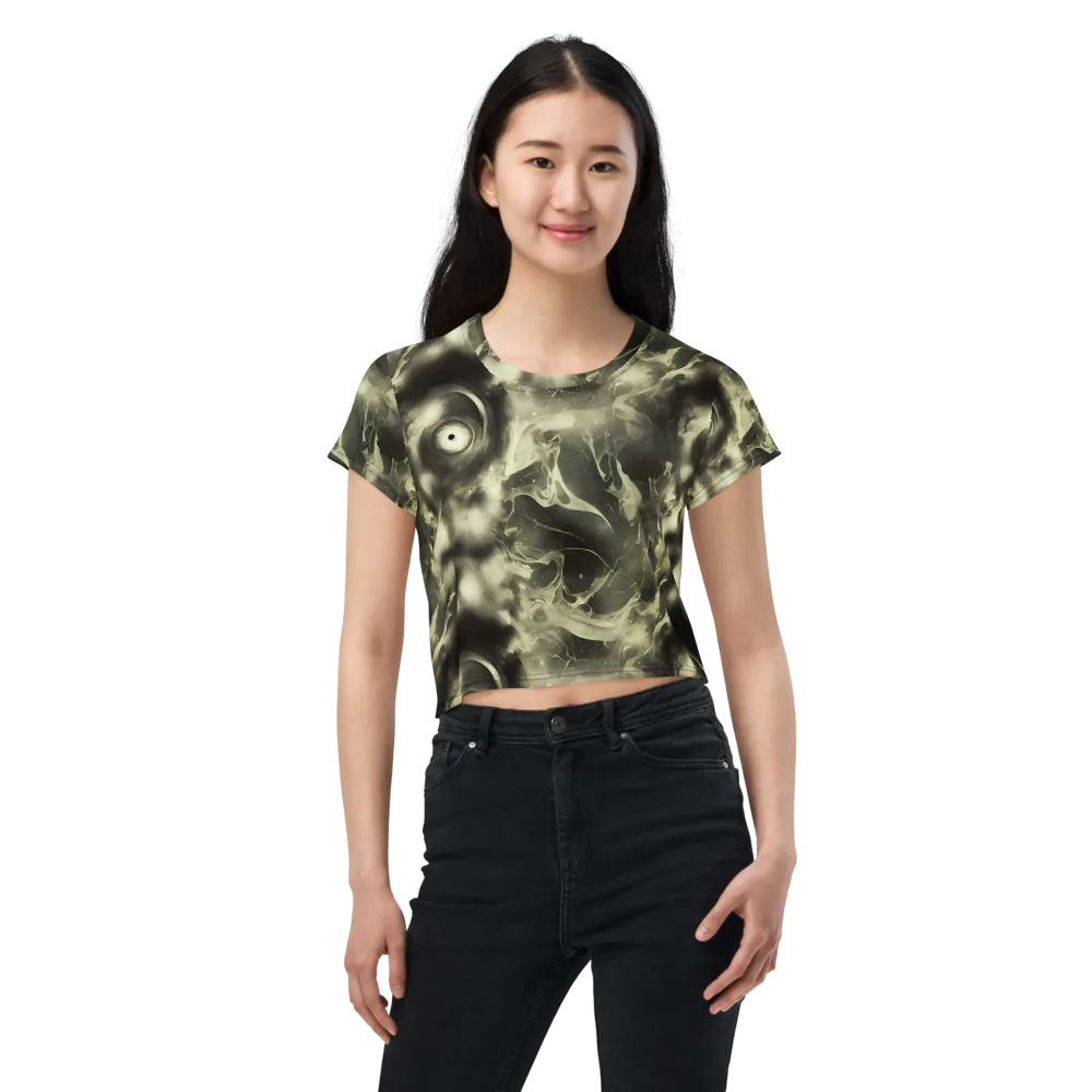 Biomech Whirl on Crop Tee — Front