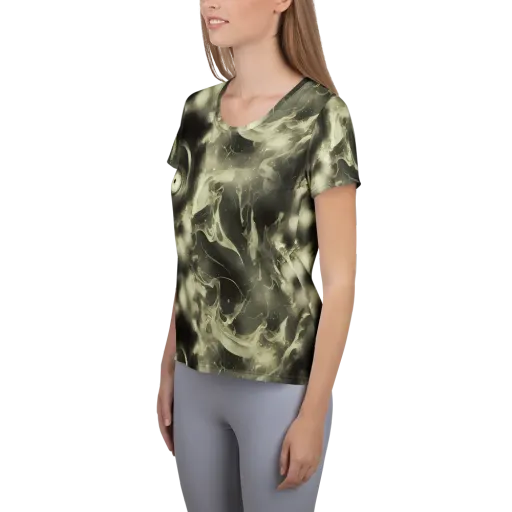 Biomech Whirl on a Women's Athletic T-Shirt