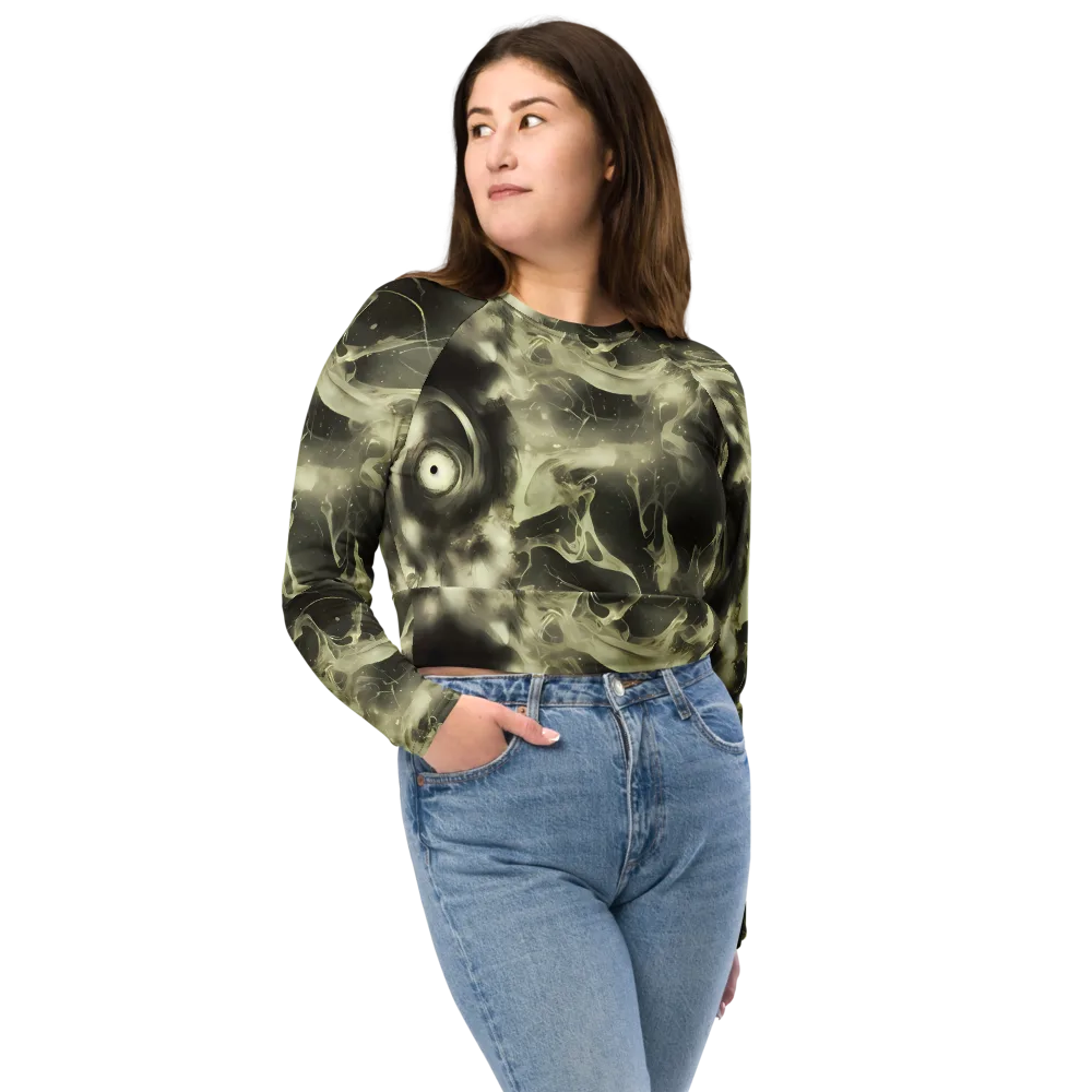 Biomech Whirl on Long Sleeve Crop Top — Front