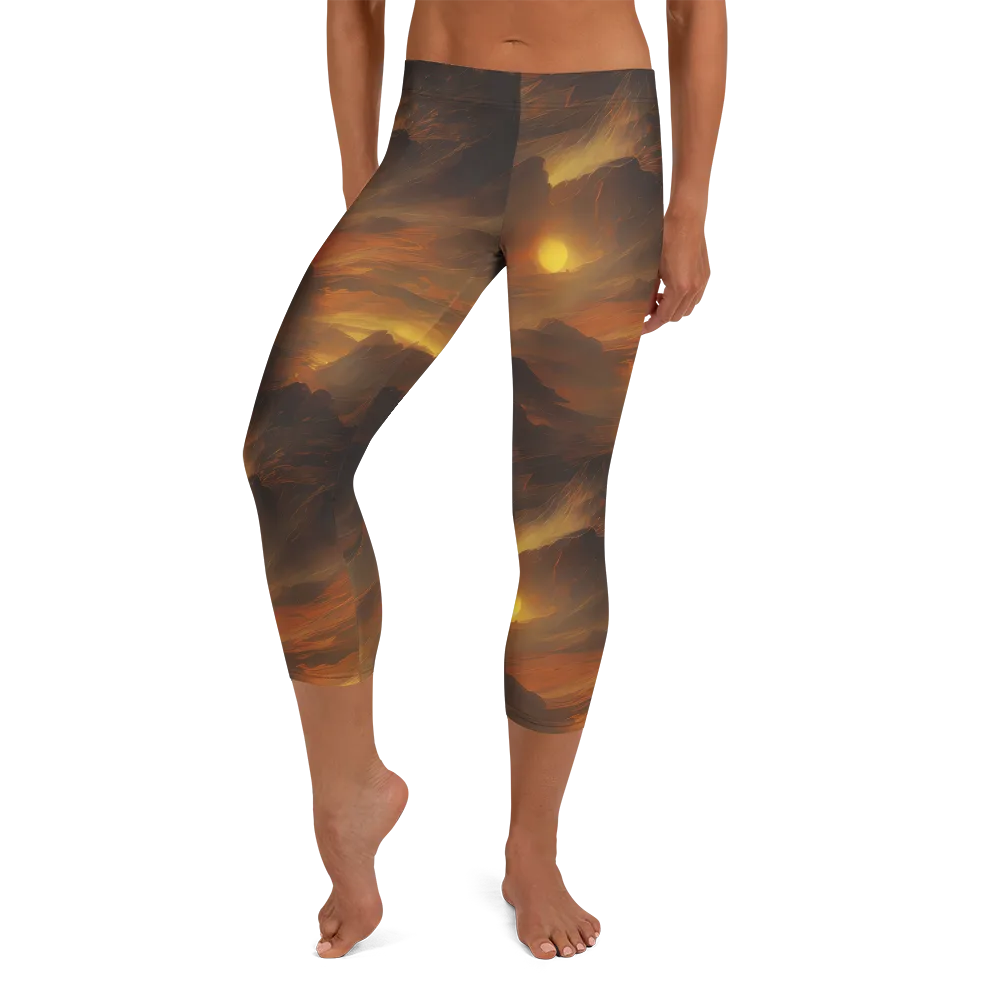 Sunset Shores on Capri Leggings — Front