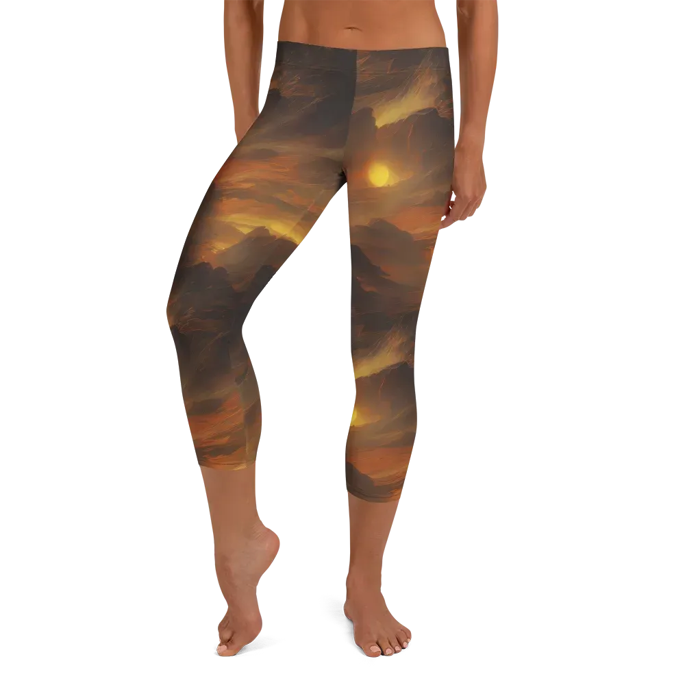 Sunset Shores on Capri Leggings — Front