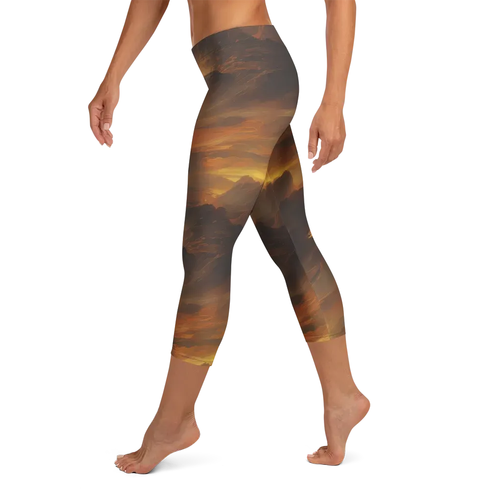 Sunset Shores on Capri Leggings — Left