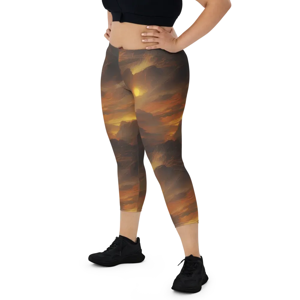 Sunset Shores on Capri Leggings — Front