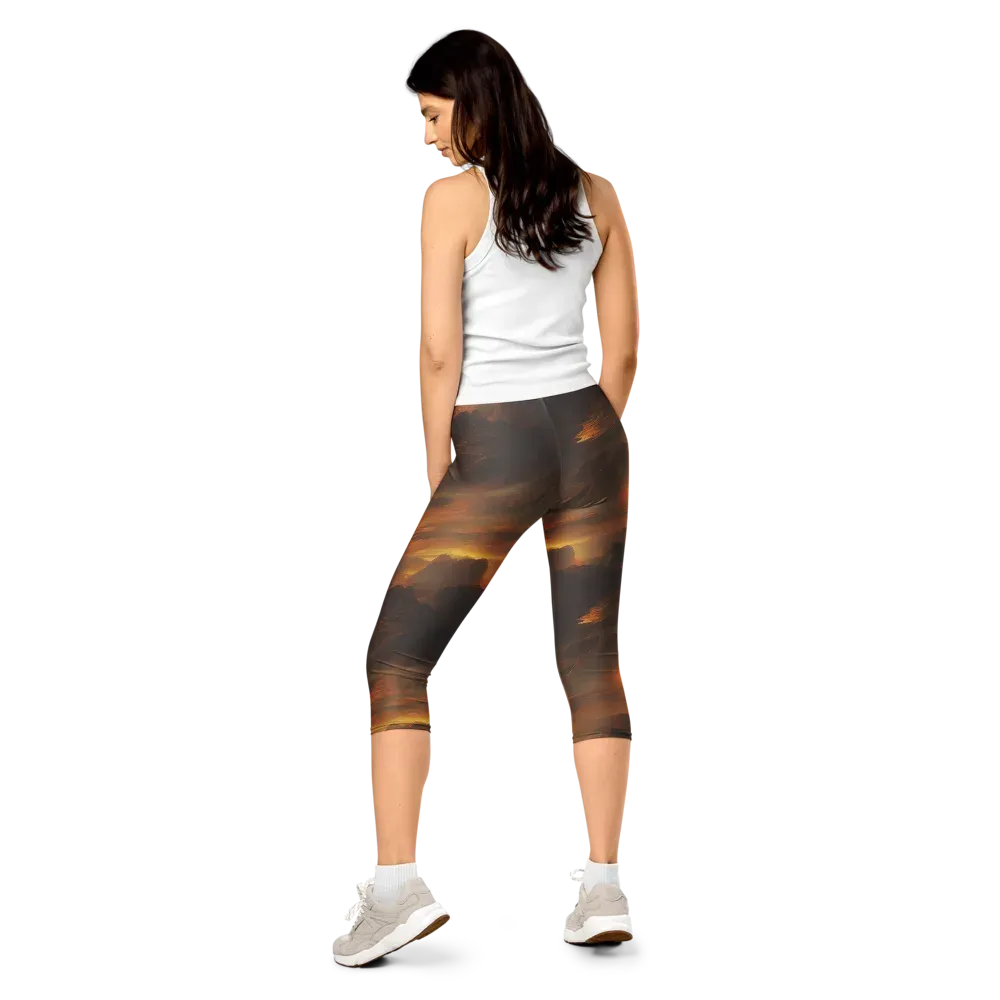 Sunset Shores on Capri Leggings — Back
