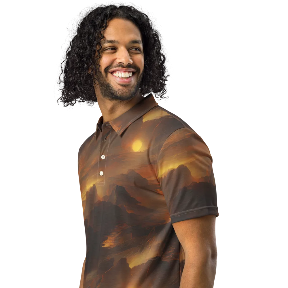 Sunset Shores on Men's Slim Fit Polo Shirt — Left Front