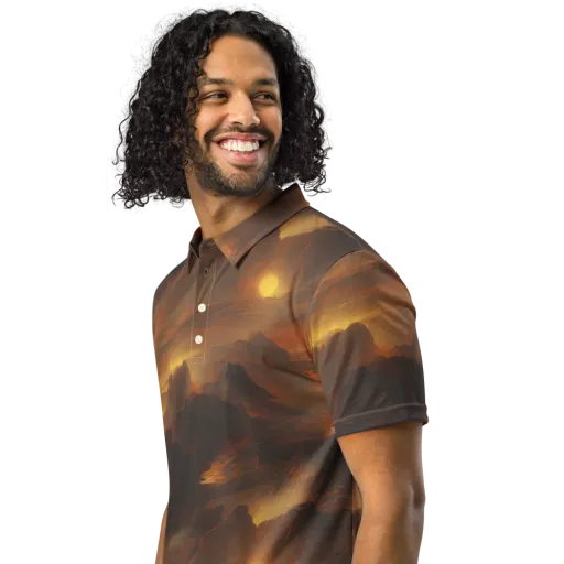 Sunset Shores on a Men's Slim Fit Polo Shirt