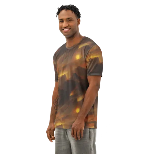 Sunset Shores on a Men's Cotton Crew Neck T-Shirt